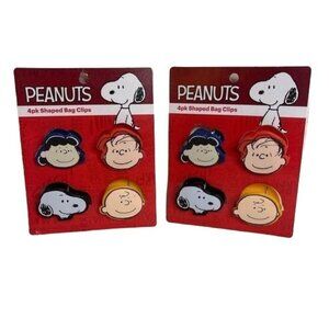Peanuts Bag Clips 2 Packs of 4 Character Bag Clips